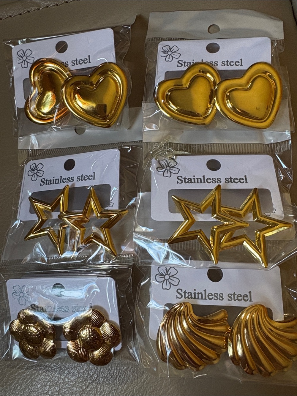 6 pair of earrings Stainless Steel